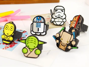 

New 20 pcs Popular Mixed Cartoon Star Wars Silica gel Cartoon Ring Children Cute Ring For Kid Gift Free Shipping GJ-17