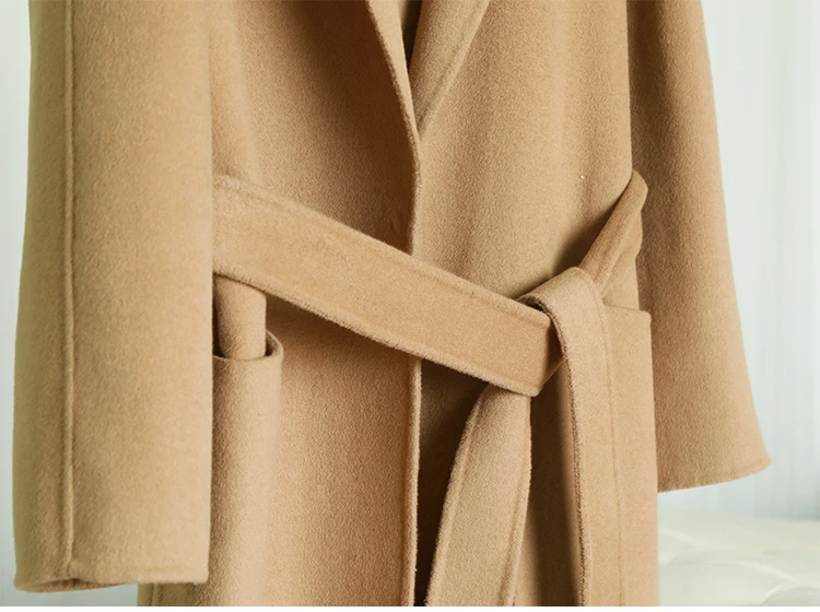 Xnxee шерстяное пальто зимняя женская верхняя одежда из альпаки верхняя одежда средней длины с длинным рукавом и отложным воротником Верхняя одежда