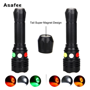 

LED Rechargeable Railway Signal Light Waterproof 7 Modes Aluminum Alloy Magnet LED Flashlights