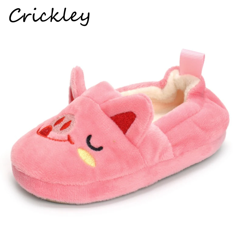

Autumn Winter girl slippers Cartoon Pig children's home shoes with animals Warm Indoor Soft Non Slip Toddler kids slippers
