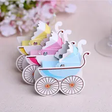 Free shipping 60pcs/lot Candy Packing Baby Stroller Favor Box in pink yellow and blue color Party Favors Baby Showers