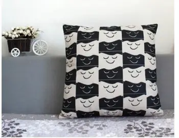 

Double-sided large black white plaid cushion cover smile face/crown/deer printed throw pillowcase home cover for pillow