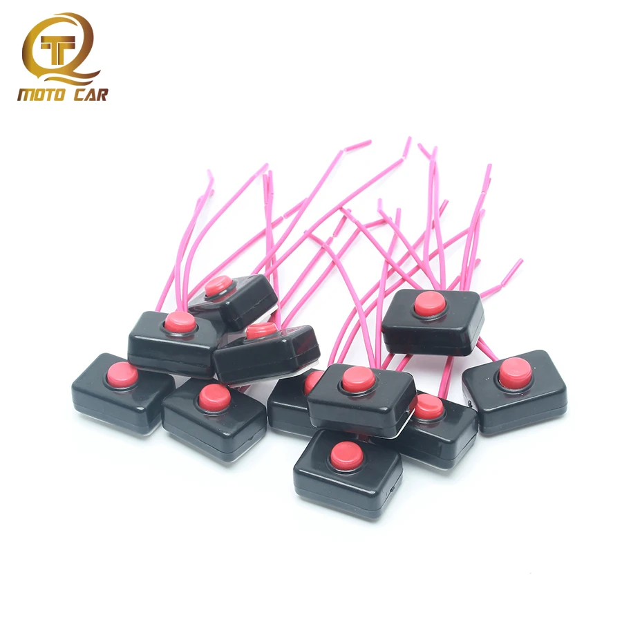 

10pcs Universal Horn Button Switch 12-48V Car Moto Button Horn Copper Wire Motorcycle Electronics Horns Switch Black Red 3M Glue