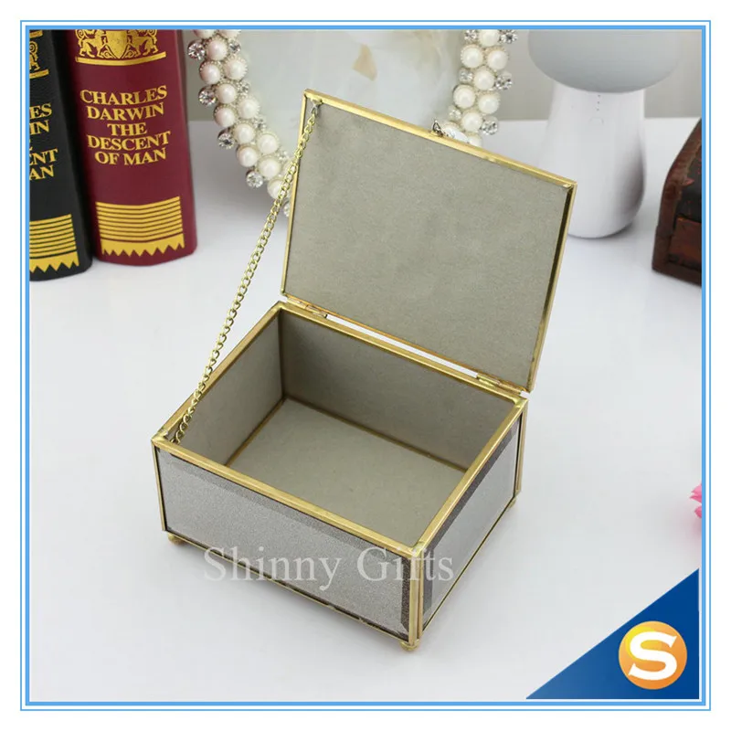 Gold color glass jewelry box (1)