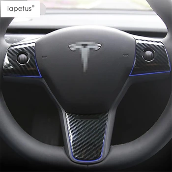 

Lapetus Accessories Fit For Tesla Model 3 2018 - 2020 ABS Steering Wheel Botton Cover Kit Trim 3 Pcs / Matte / Carbon Fiber Look