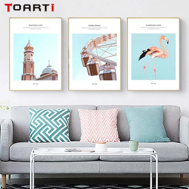 

SEuropean Architecture Magic Castle Wall Art Canvas Poster And Print Canvas Painting Ferris Wheel Picture Living Room Home Deco