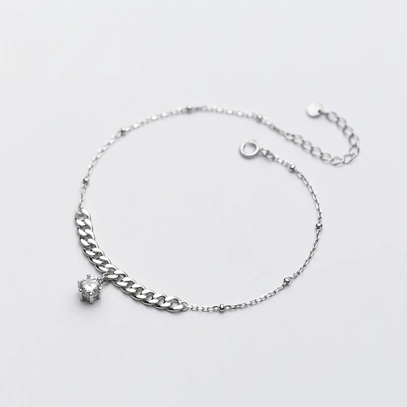 

Simple CZ Twisted Solid 925 Sterling Silver Bracelet