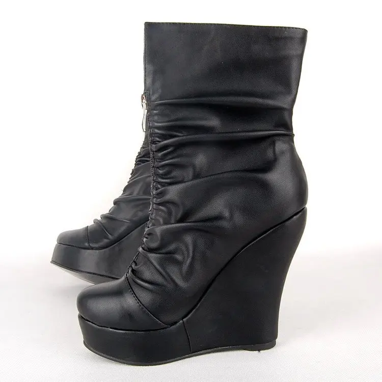 2010 Women's Winter Black short boots, high heel wedge boots, lady sexy ...
