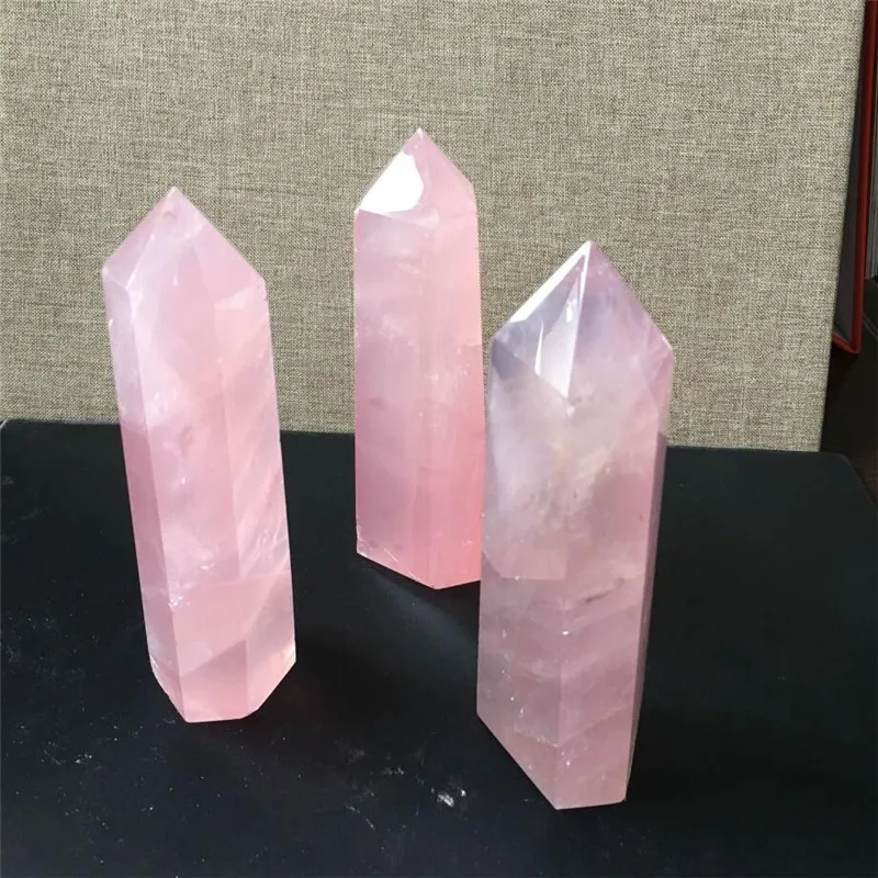 

1pcs Natural Rock Rose Quartz Crystal Point Healing Stone Obelisk Wand Pink