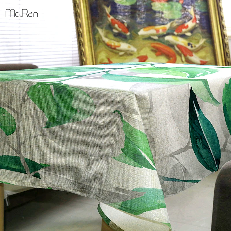 

Plant Decor Tablecloth Watercolor Tropical Tree Leaf Featured Artsy Plant Design, Dining Room Kitchen Rectangular Table Cover