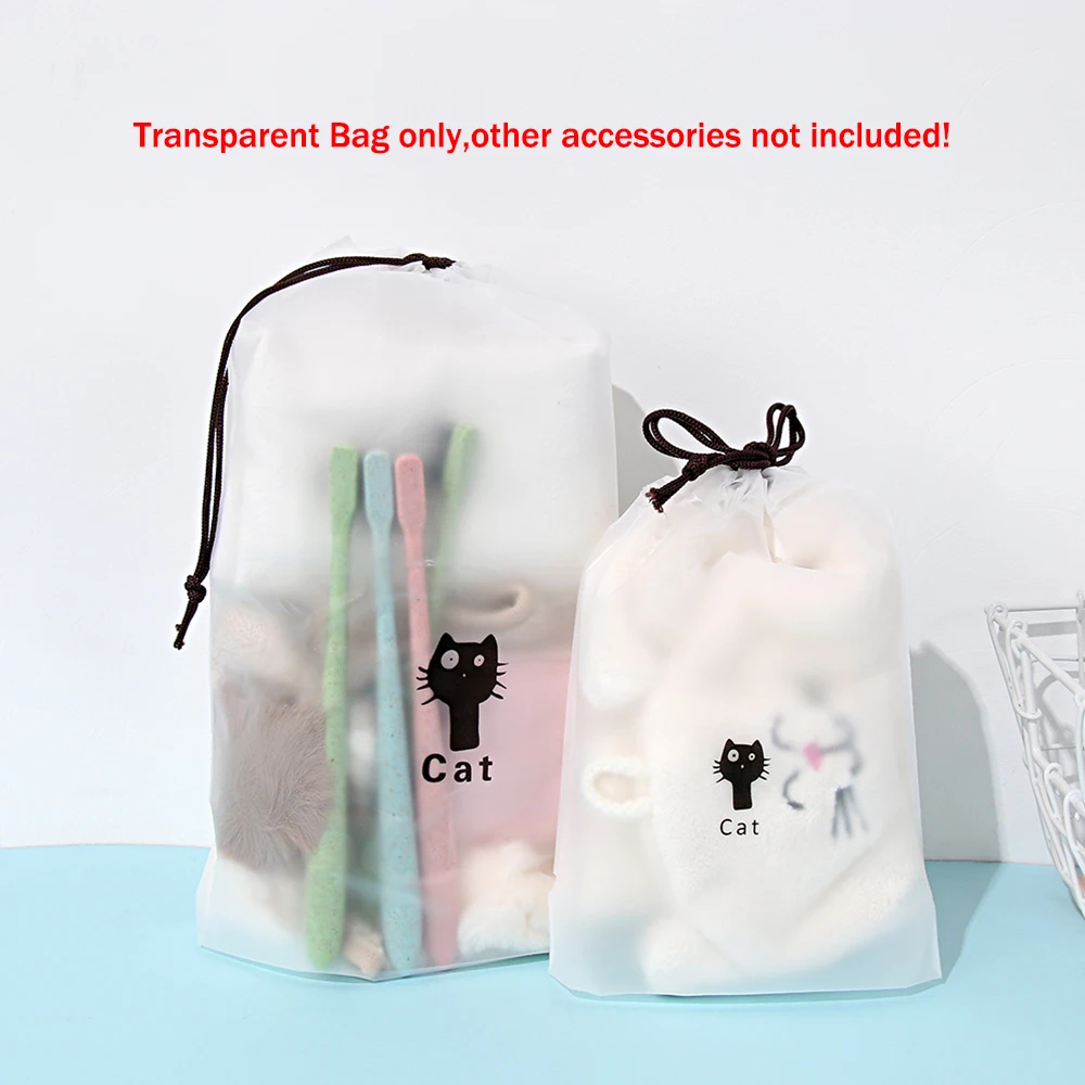 1 قطعة لطيف القط حقيبة مستحضرات تجميل شفافة السفر حقيبة مستحضرات تجميل النساء الرباط المكياج المنظم كيس التخزين