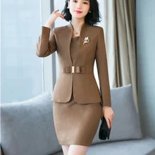 Высокое качество ткань Формальные женские платья костюмы для женщин бизнес Блейзер и куртка наборы ухода за кожей офисная форма