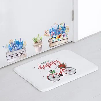 

Merry Christmas Celebration Carpet Plant Leaf Fruit Christmas Tree Stockings Cartoon Coral Floor Decoration Room Corridor Carpet
