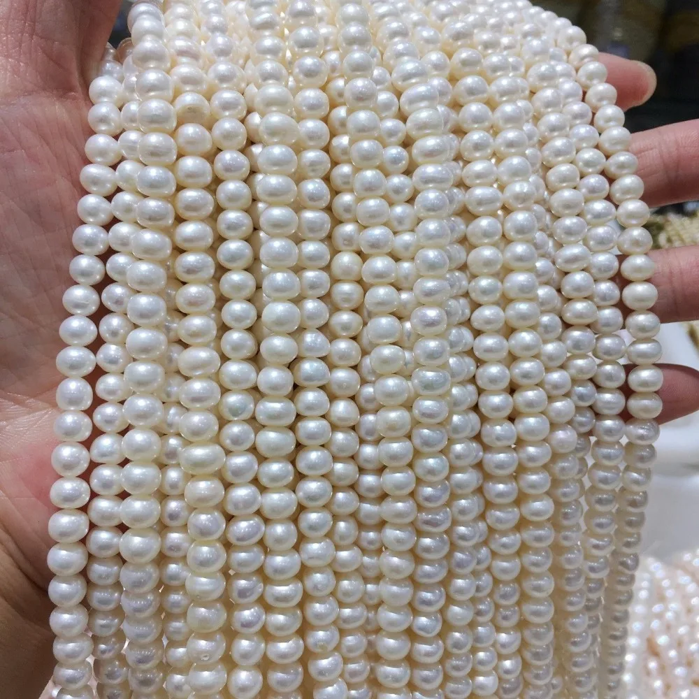 Real Natural White Freshwater Cultured Pearl Beads String Strand DIY Jewelry 15/"