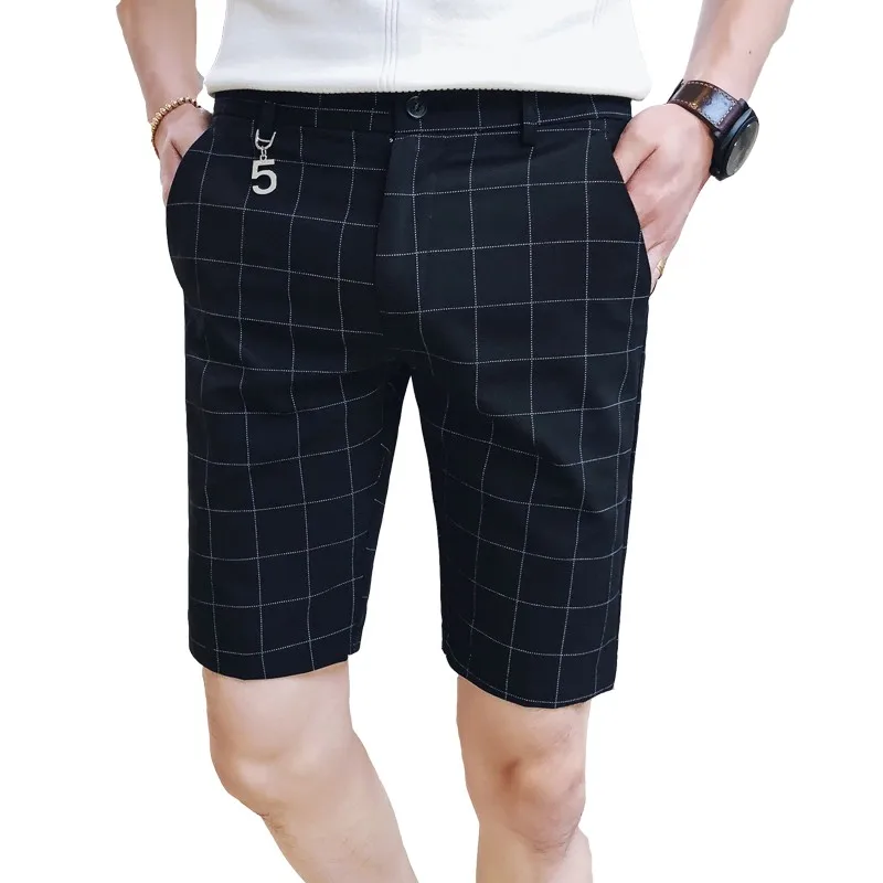 Мужские в английском стиле шорты модные клетчатые шорты мужские летние до колен уличная короткая мужская Нежная мужская официальная одежда 3XL-M распродажа