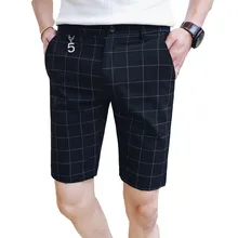 Мужские в английском стиле шорты модные клетчатые шорты мужские летние до колен уличная короткая мужская Нежная мужская официальная одежда 3XL-M распродажа