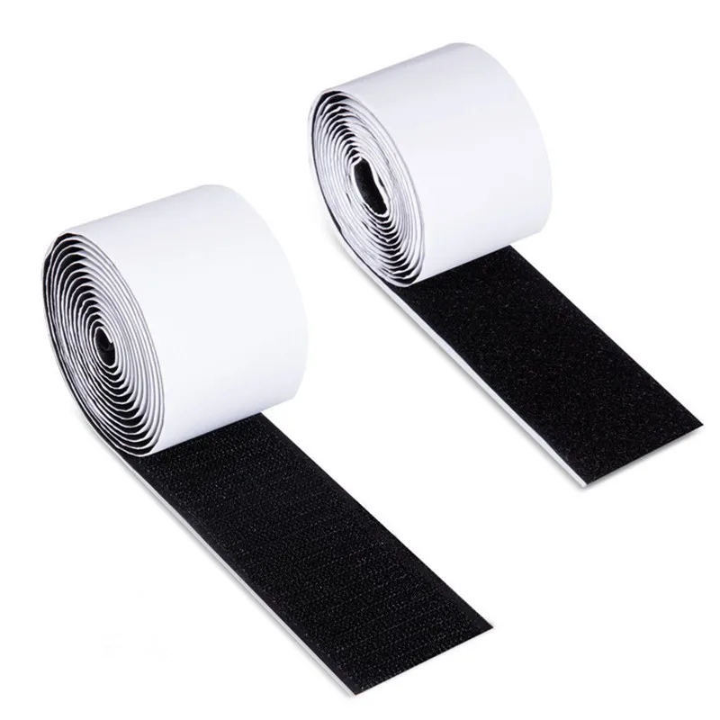 

25mm width Black and White self Adhestive Hook And Loop Strips Set With Super Sticky Glue Nylon Fabric Fastener