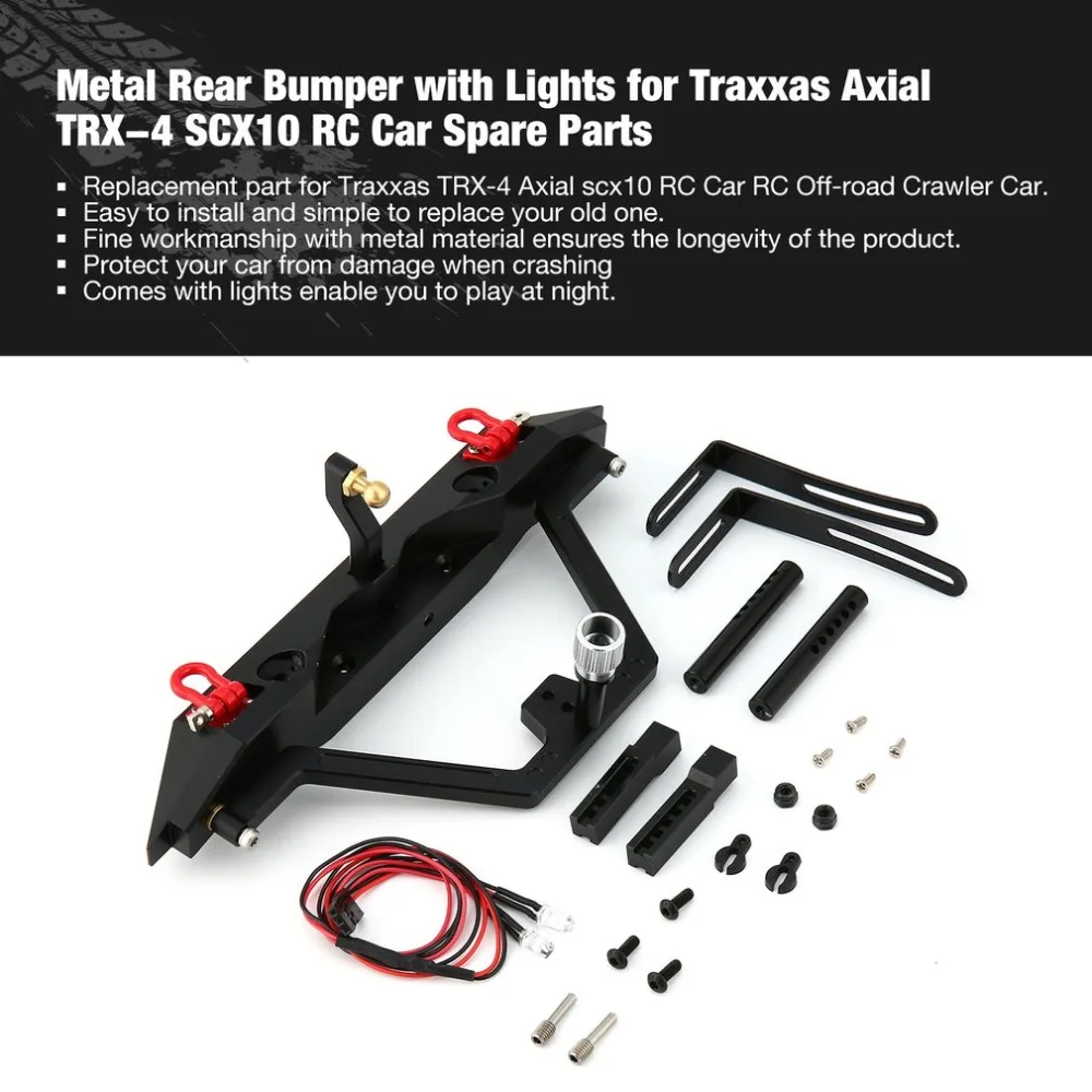 

Metal Steel Rear Bumper with LED Lights for Traxxas Axial SCX10 RC Off-road Crawler Car Spare Parts Component Accessories