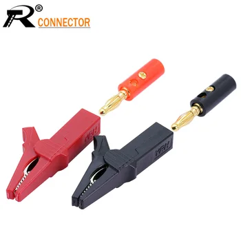 

4pcs 55MM Alligator clip + BANANA PLUG gold plated, test probe with 4mm Banana Plug Cable Clips