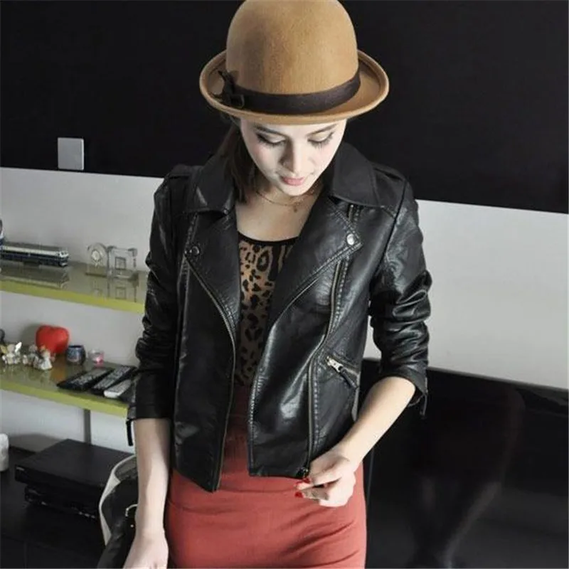 

Woman Spring Plus Size Pu Slim Jackets Female Fall Oversize Leather Jacket Pu Motorcycle Jacket Leather Veste Pu Coat Lady Coats