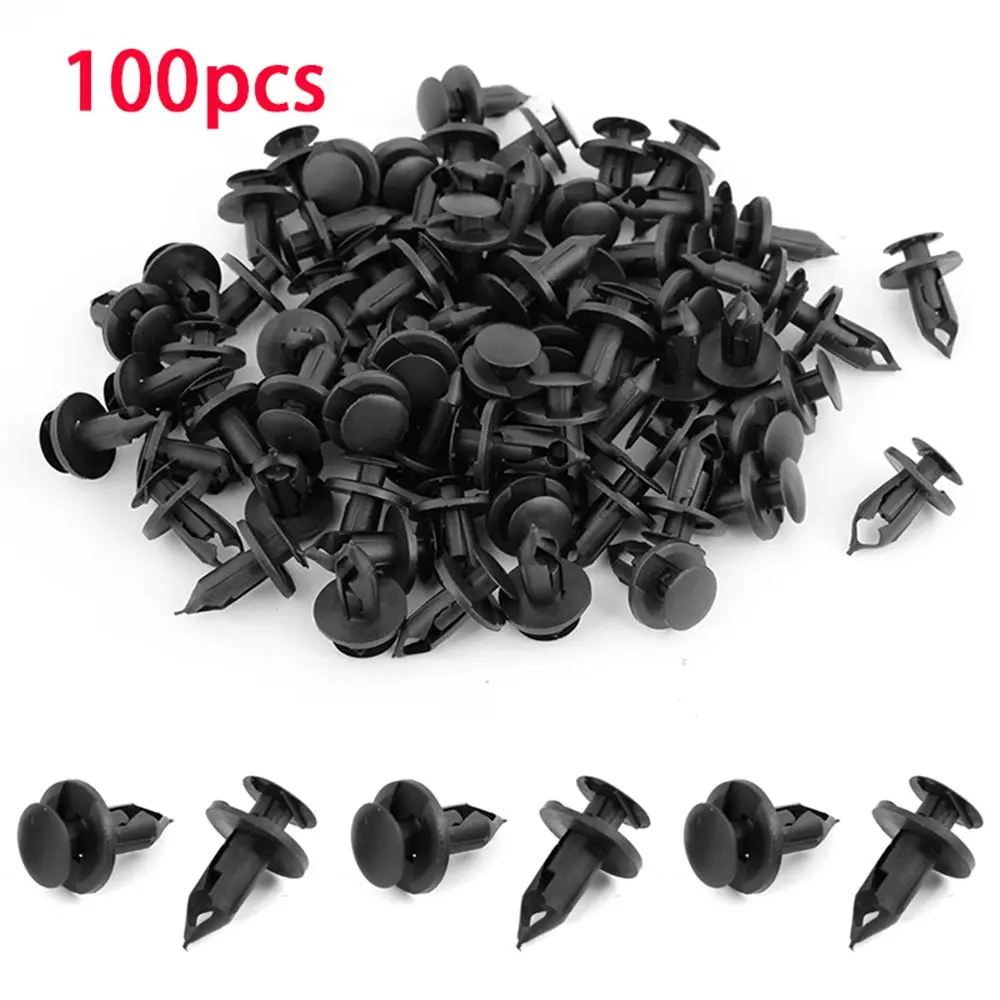 

SEKINNEW 100 x 8mm Hole Dia Plastic Rivets Fastener Clips Black for Car Auto Fender Door Panel Fender Liner Universal