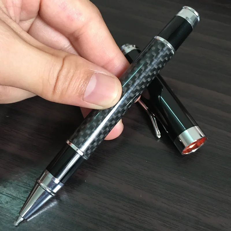 Крутые шариковые ручки из углеродного волокна, средний наконечник, шариковая ручка 0,5 мм, черная ручка для заправки