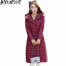AYUNSUE, женский сверхлегкий пуховик, теплый зимний пуховик на белом утином пуху, женские тонкие куртки, женские длинные парки Inverno WXF292