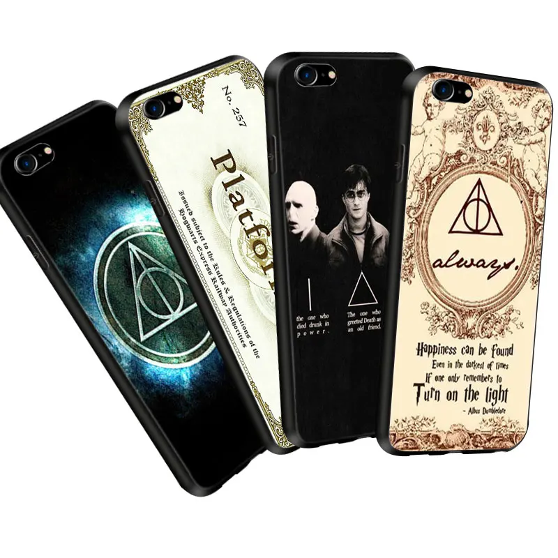 

Harry Potter Ticket Hallows Phone Case For iPhone 8 Soft TPU Silicone Black Case for iPhone X XR XS Max 5 5S 6 6S 7 8 Plus Cover