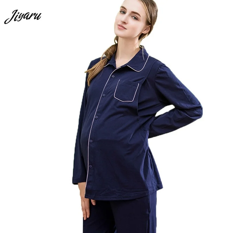 

Hot Selling Maternity Pajamas Winter Pregnant Nursing Loungewear Set Maternity Long Sleeve Tops Pants Nursing Sleepwear