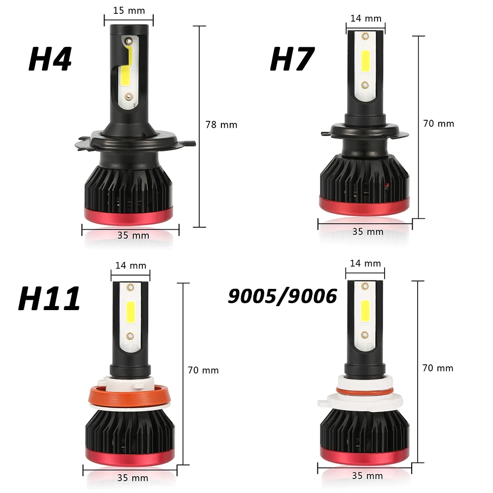 ASLENT H7 Мини светодиодный H1 H3 H4 H11 H8 HB3 HB4 9005 9006 головной светильник лампы