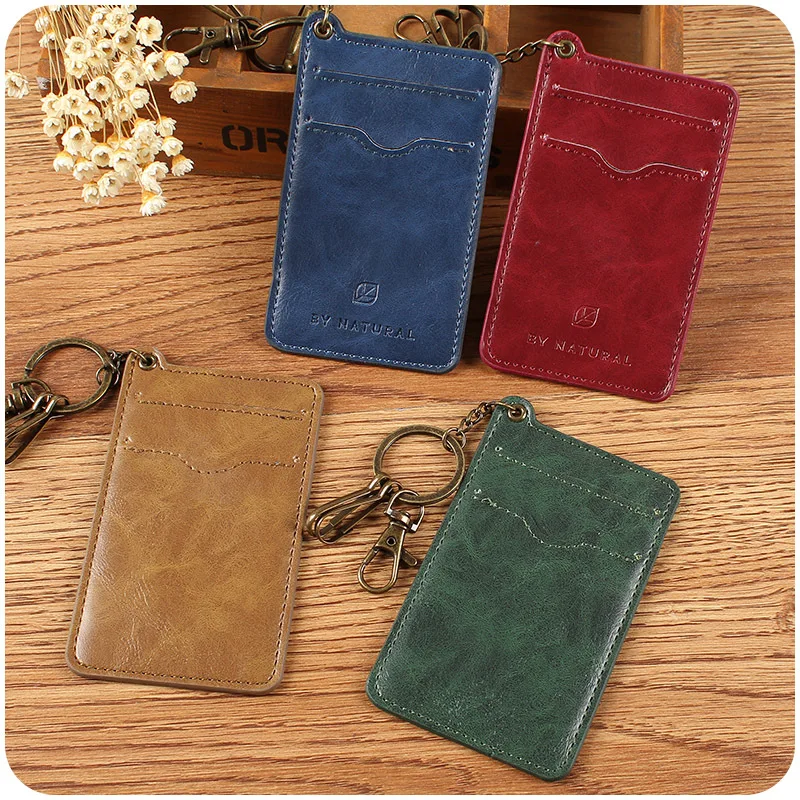 Leather Key Ring Wallet Credit ID Card Holder Credit Card Wallet Women Business Namecard Wallet ...