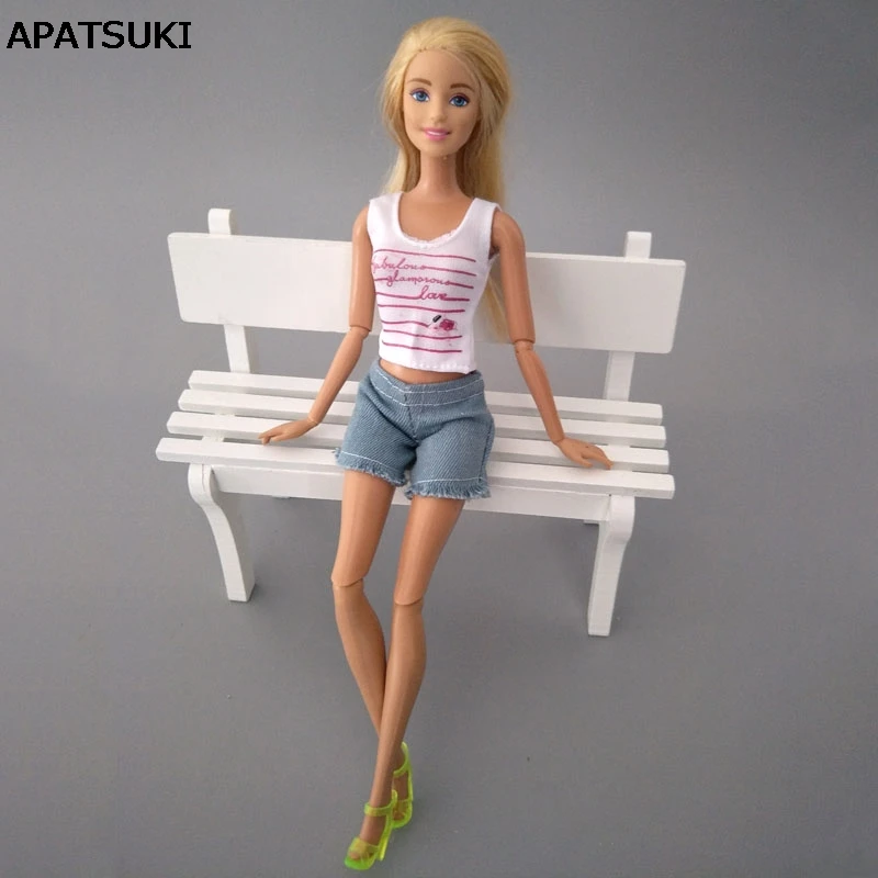 

Light Blue Elastic Jeans Bottoms Shorts For Barbie Doll Clothes Fashion Outfit Short Pants For Barbie Dollhouse Doll Accessories