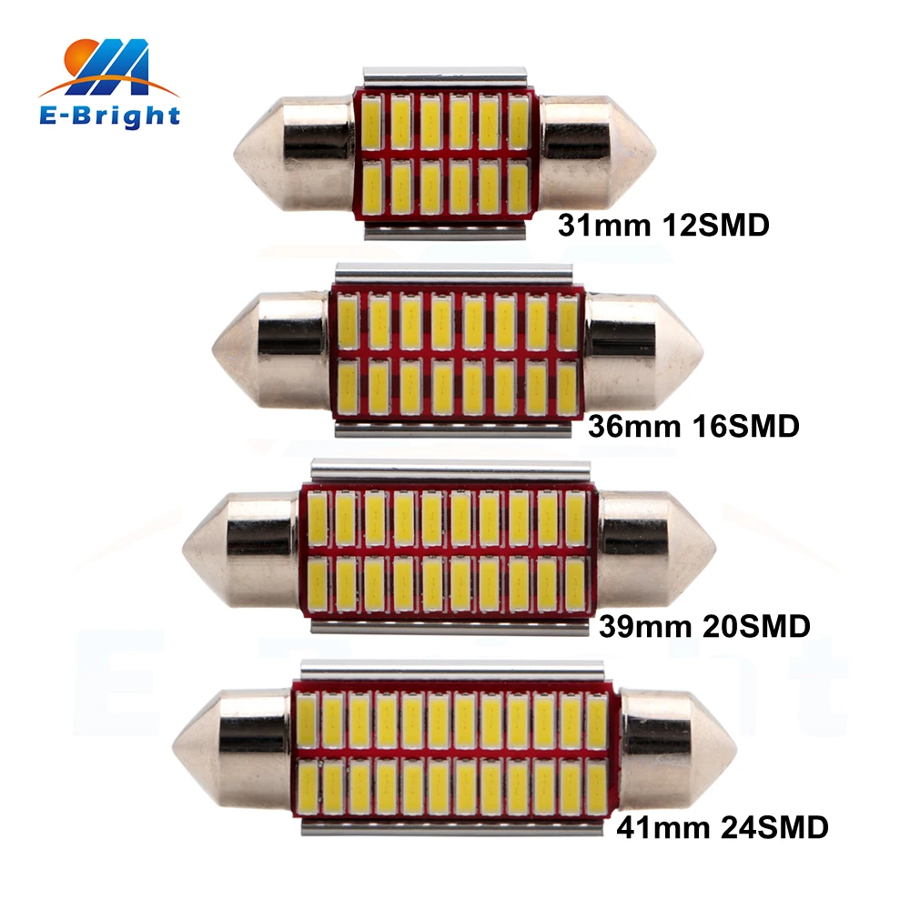 10 шт. дневные ходовые огни 12 V Белый C5W Canbus 31 мм 36 мм/39 мм/41 мм 4014 12/16/20/24SMD светодиодные гирлянды лампы двери автомобиля чтения Потолочные плафоны