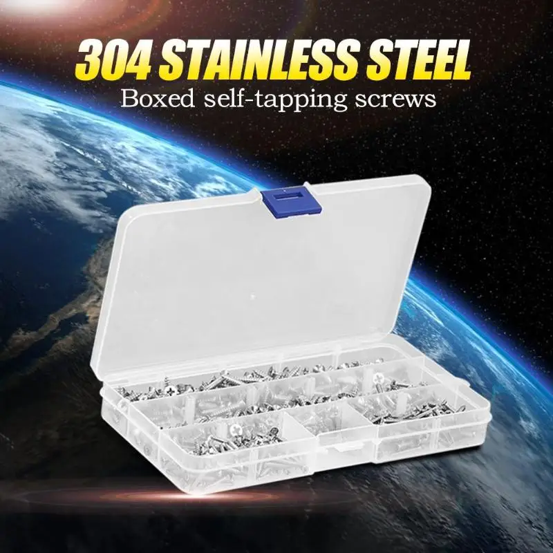 

600pcs M2.9 Stainless Steel Pan Flat Head Self-tapping Screws Assortment