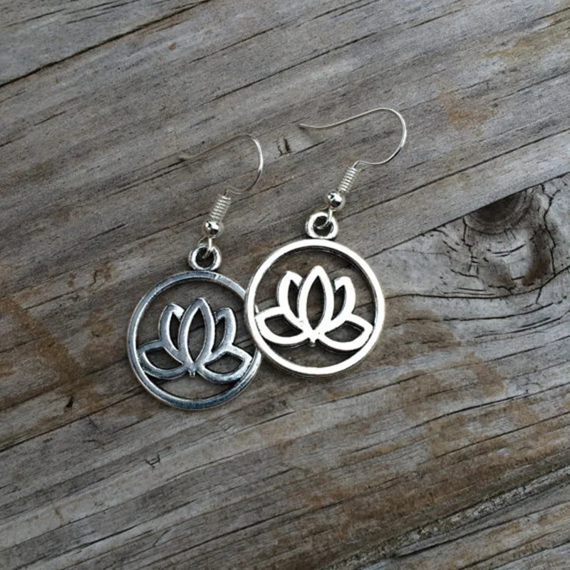 Lotus Circle Earrings Charm Yoga Birthday Gift Christmas for Mom Women | Украшения и аксессуары
