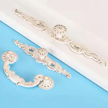 

1pc Ivory WhiteZnic Alloy Cabinet Knobs Euro-Style Furniture Solid Creative Antique Cupboard Closet Drawer Vintage Cabinet Pull