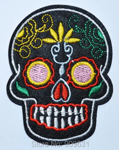 Skull Tattoo Biker Horror Goth Punk Emo Rock Retro Applique Iron On