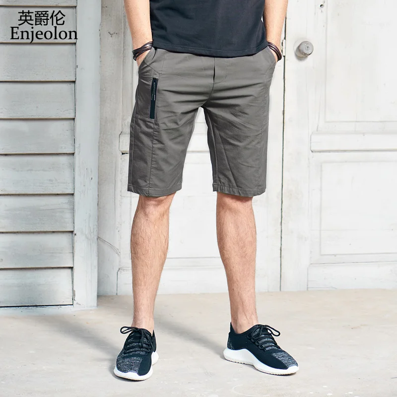 

Enjeolon brand top 2018 Summer Casual Shorts Men cotton Sim solid base man shorts Available Knee length High Quality K6806