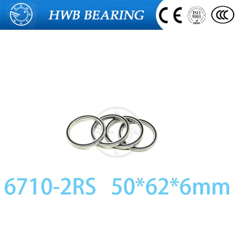

Free shipping 6710 2RS Bearing (4PCS) 50x62x6 mm Thin Section 6710-2RS Ball Bearings 61710 2RS 6710RS 50*62*6mm