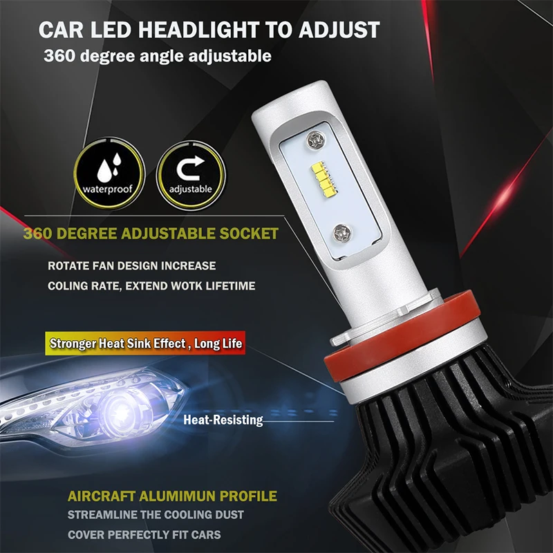 H8 H9 H16JP H11 светодиодный автомобильных фар лампы 8000LM 50 Вт свет 6500 К k7C|car headlight|h11 led