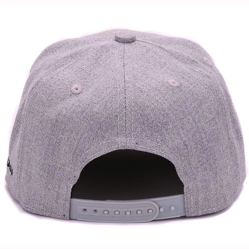 High quality grey wool snapback 3D pierced embroidery hip hop cap flat bill baseball cap for men and women - Image 6