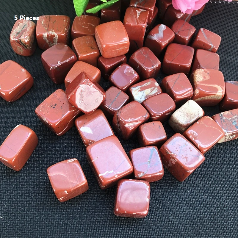 5 X Cube Red Jasper Tumbled Stone Natural Rock Mineral Polishing Bead