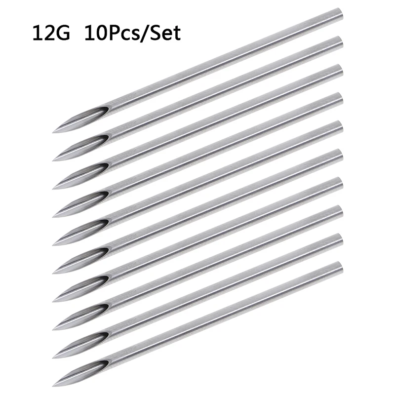 10pcs/set Disposable Tattoo Piercing Needles For Navel Nipple Ear Nose Lip Tattoo Piercing Needles Kit Tool 12g/14g/16g/18g/20g