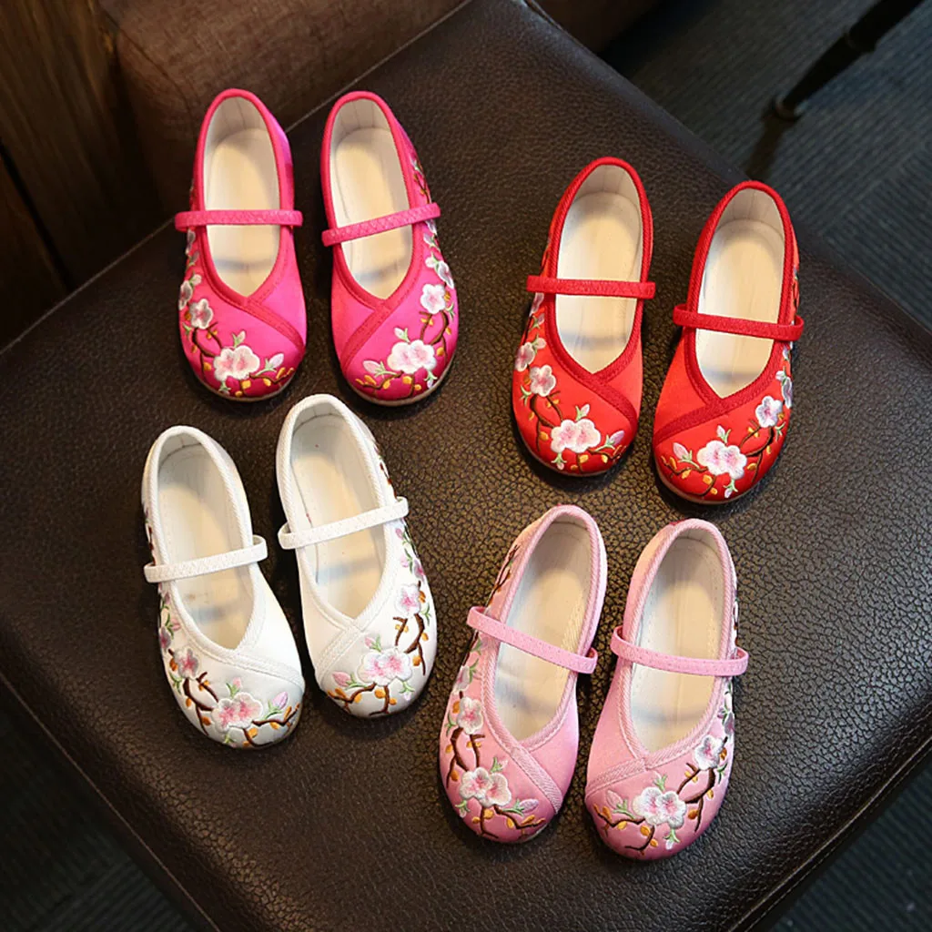 

Baby Shoes Casual Fashion Baby Girls Cloth Shoe Embroidery Flower Ethnic Style Shoe Single Slip-on Princess Baby Kid Shoes