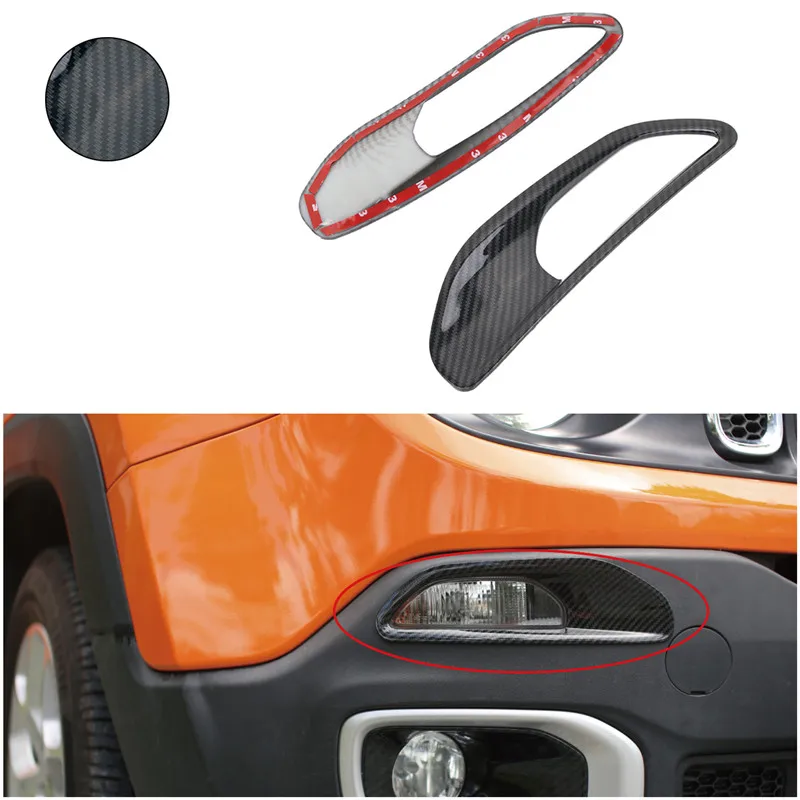 Fog Light Day Running Light Frame Bezel Grille Trim Rearview Mirror Cover Rain Eyebrow Sticker For Jeep Renegade 2015 2016 2017 (38)