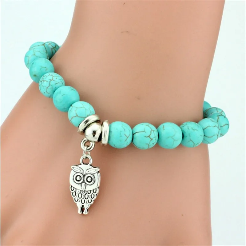 

Sale 1 Pc Women Turquoise Beads Owl Elephant Bracelet Jewelry Girl New Arrival Fashion 11 Styles