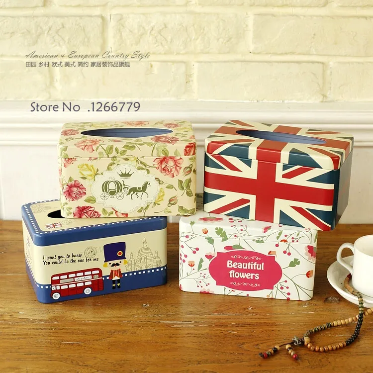 

2016 NEW Classic iron series British style paper towel box,multicolor optional European style Home Furnishing storage boxes