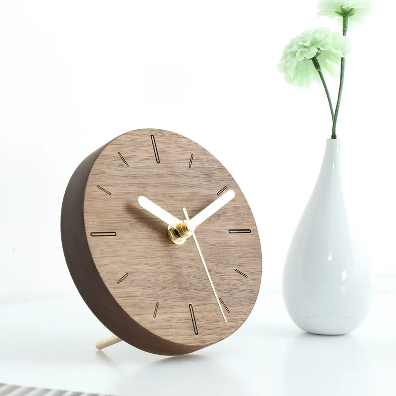 Japan Style 5 inches Mute Wood Wall Clock Needle Table Pendulum Clock Creative Cesign Home Office Decoration Living Room Watch