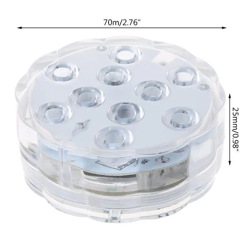 Погружной светодиодный свет с пультом дистанционного управления Водонепроницаемый с несколькими цветами RGB 10-светодиодный потолочный