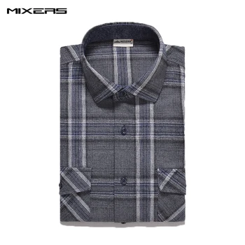 

Men's Flannel Plaid Shirt Slim Fit Winter Warm Casual Shirt Men Long Sleeve Two Pockets Social Dress Shirt 5XL Camisa Masculina